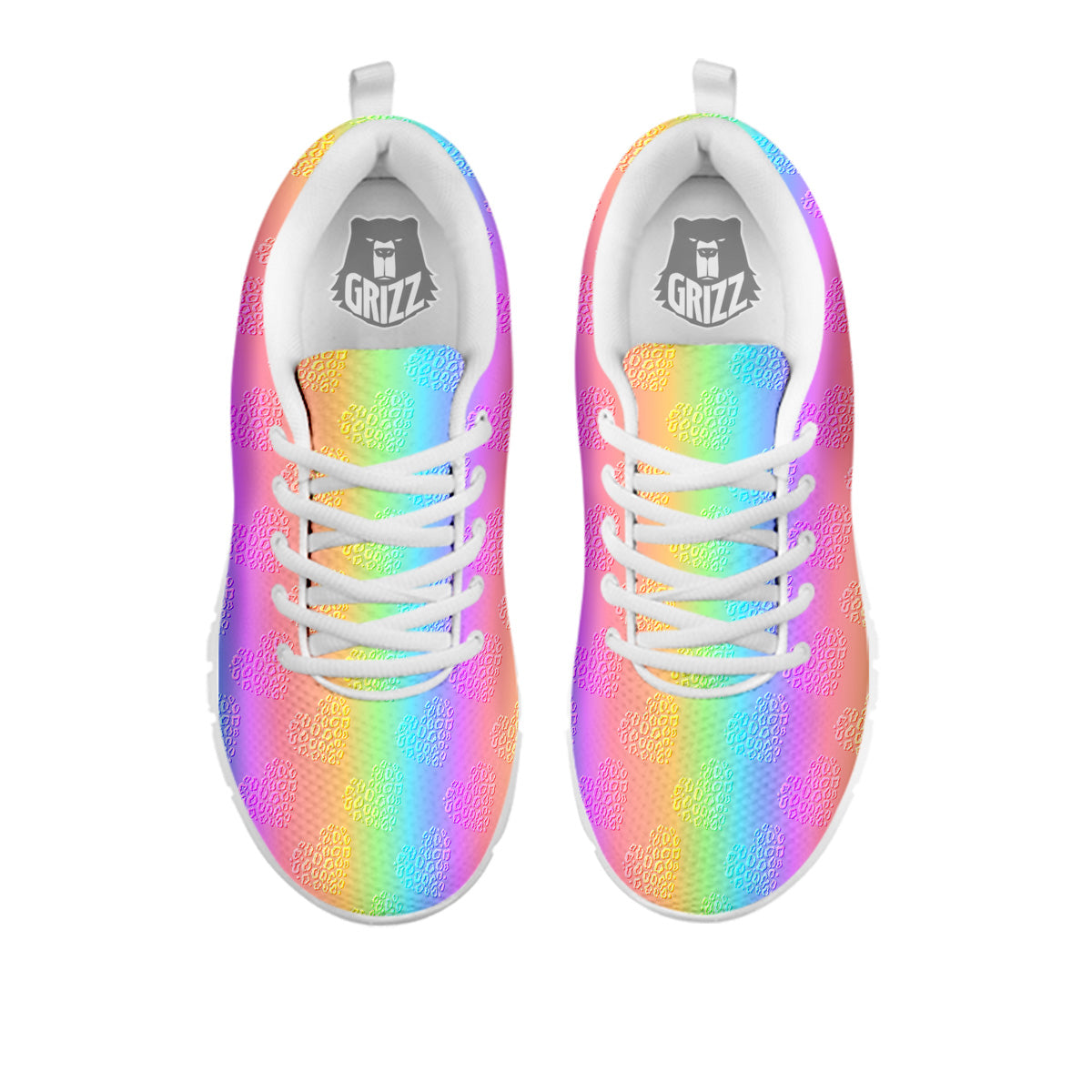Hearts Rainbow Leopard Print Pattern White Sneaker-grizzshop