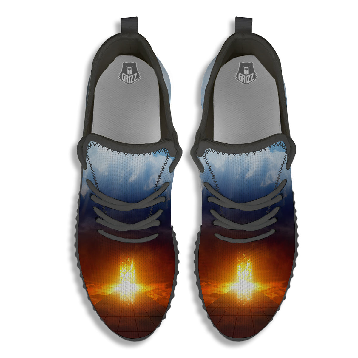 Heaven And Hell Print Black Walking Shoes-grizzshop