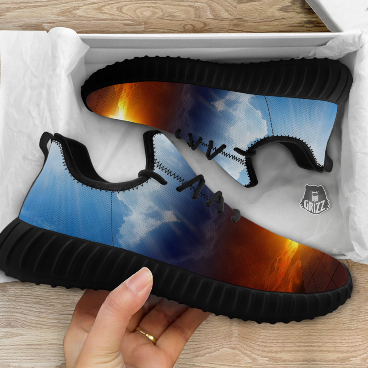 Heaven And Hell Print Black Walking Shoes-grizzshop