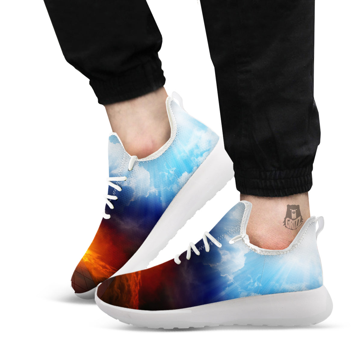Heaven And Hell Print White Athletic Shoes-grizzshop