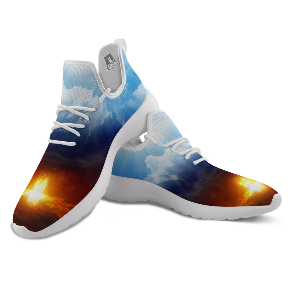 Heaven And Hell Print White Athletic Shoes-grizzshop
