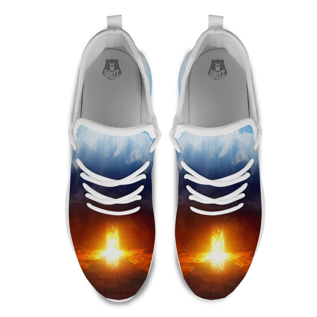 Heaven And Hell Print White Athletic Shoes-grizzshop