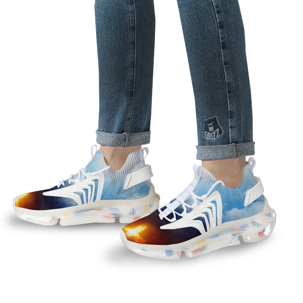 Heaven And Hell Print White Gym Shoes-grizzshop