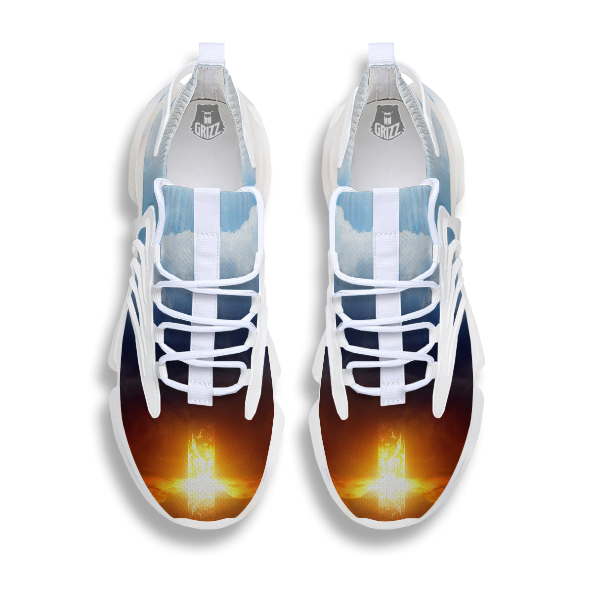 Heaven And Hell Print White Gym Shoes-grizzshop