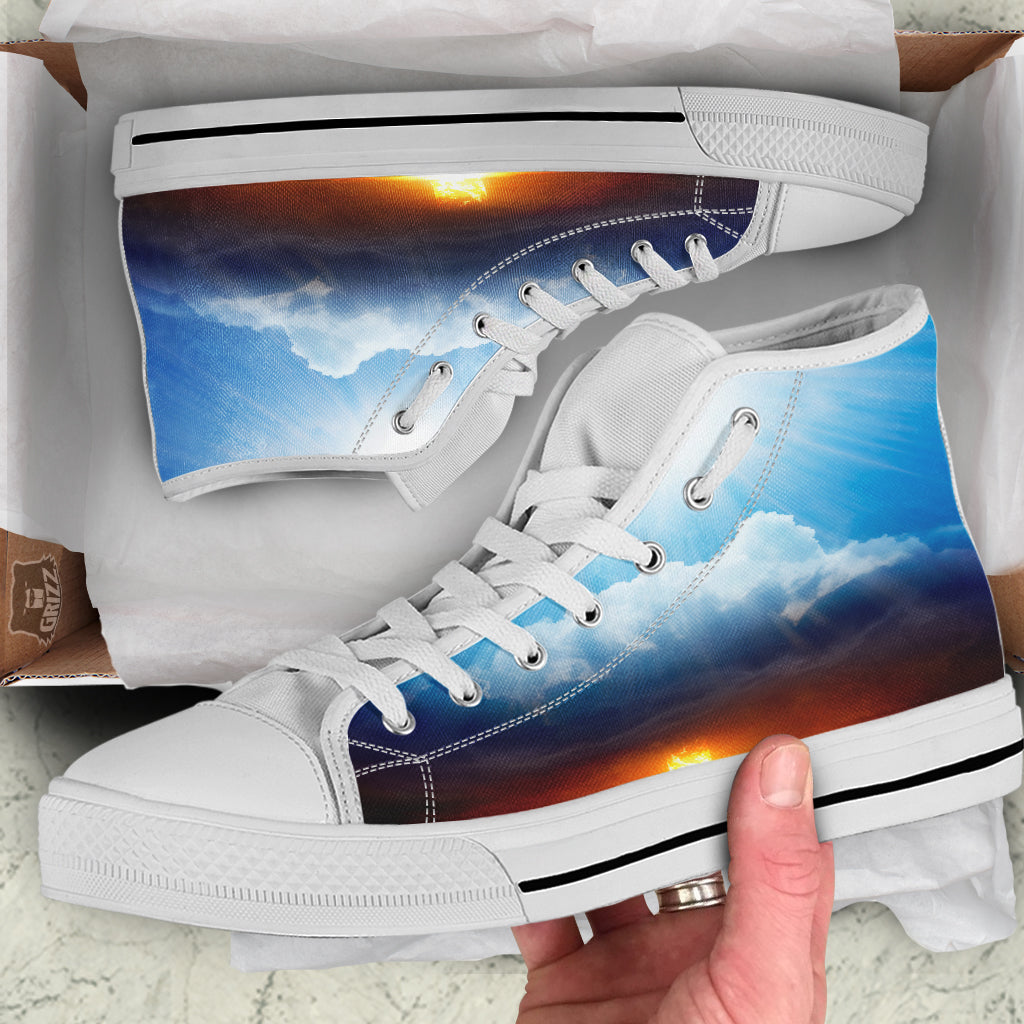 Heaven And Hell Print White High Top Shoes-grizzshop