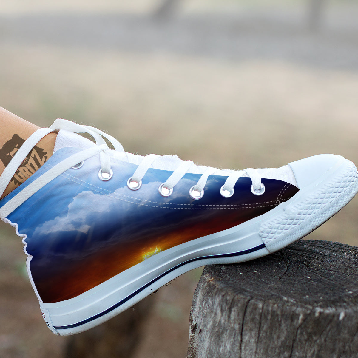 Heaven And Hell Print White High Top Shoes-grizzshop