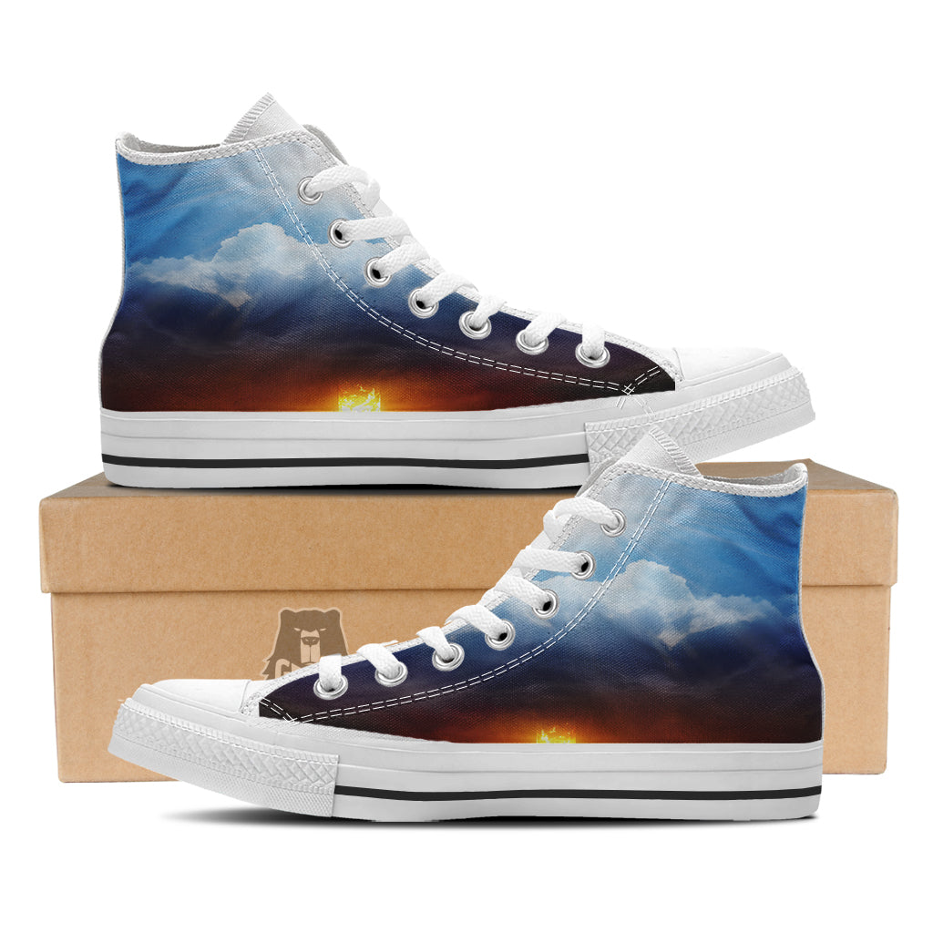 Heaven And Hell Print White High Top Shoes-grizzshop