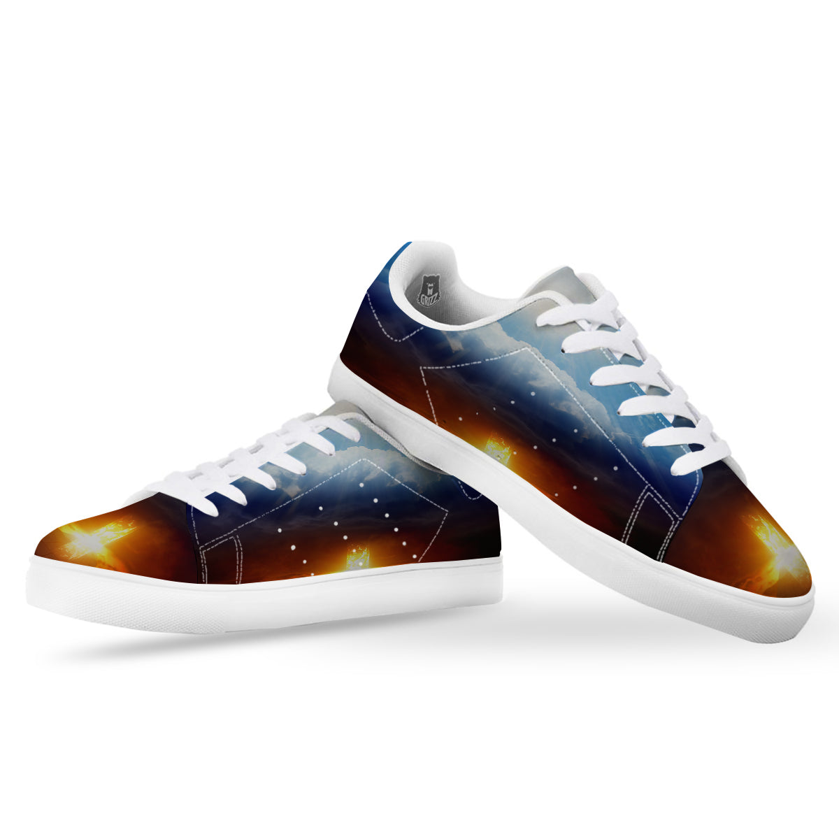 Heaven And Hell Print White Low Top Sneakers-grizzshop