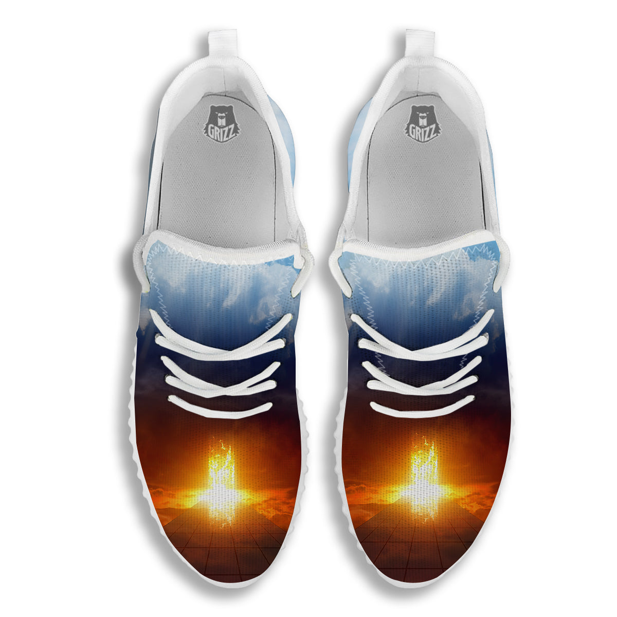 Heaven And Hell Print White Walking Shoes-grizzshop