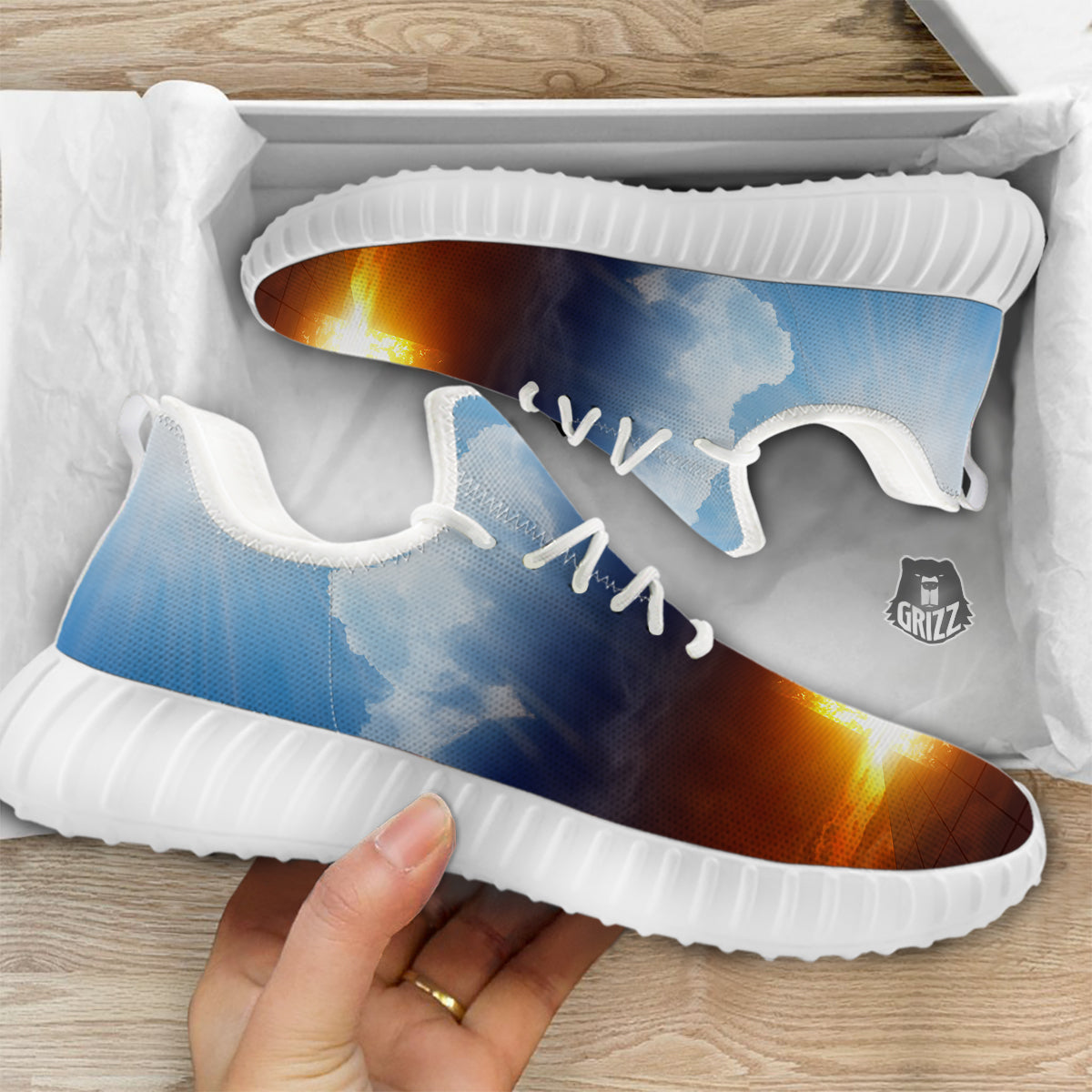 Heaven And Hell Print White Walking Shoes-grizzshop