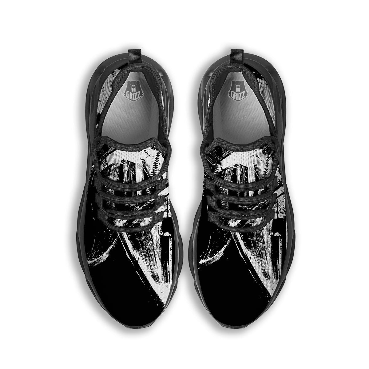 Helmet Ancient Spartan Print Black Running Shoes-grizzshop