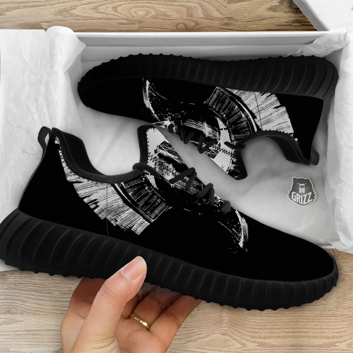 Helmet Ancient Spartan Print Black Walking Shoes-grizzshop