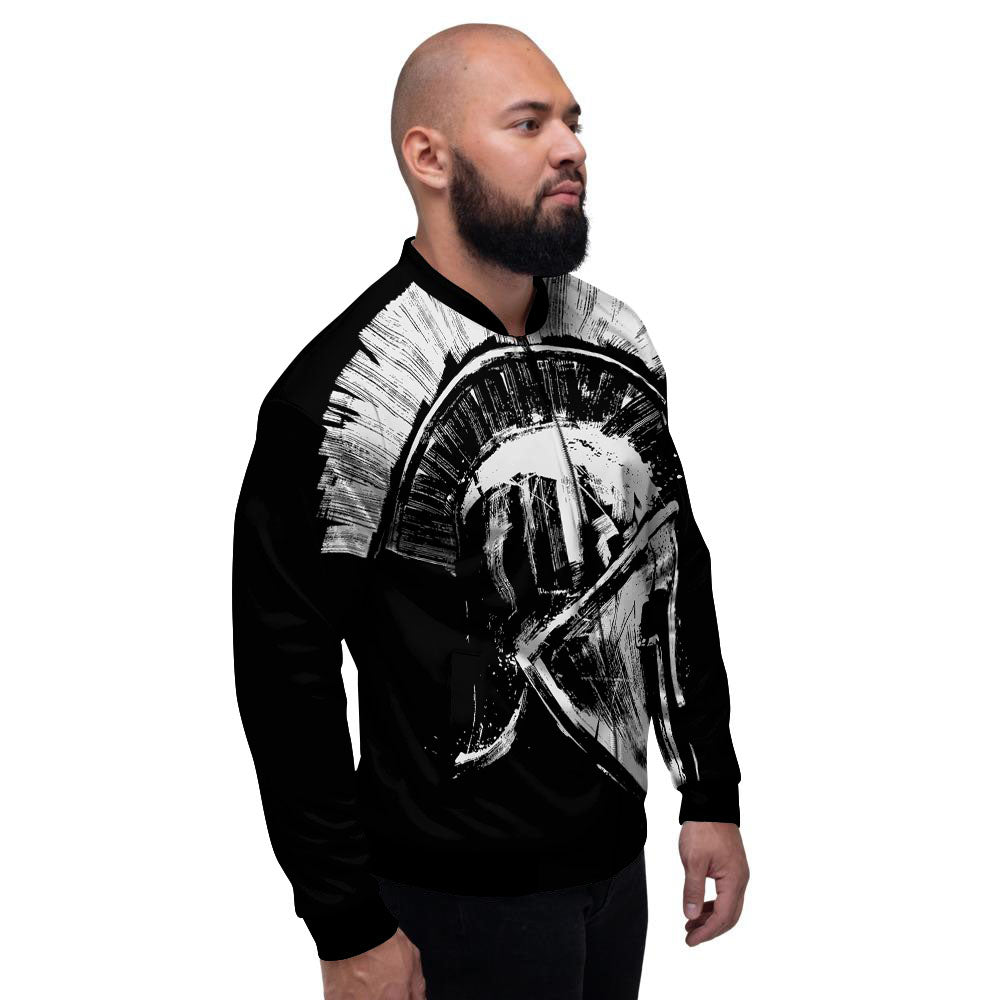 Helmet Ancient Spartan Print Men's Bomber Jacket-grizzshop