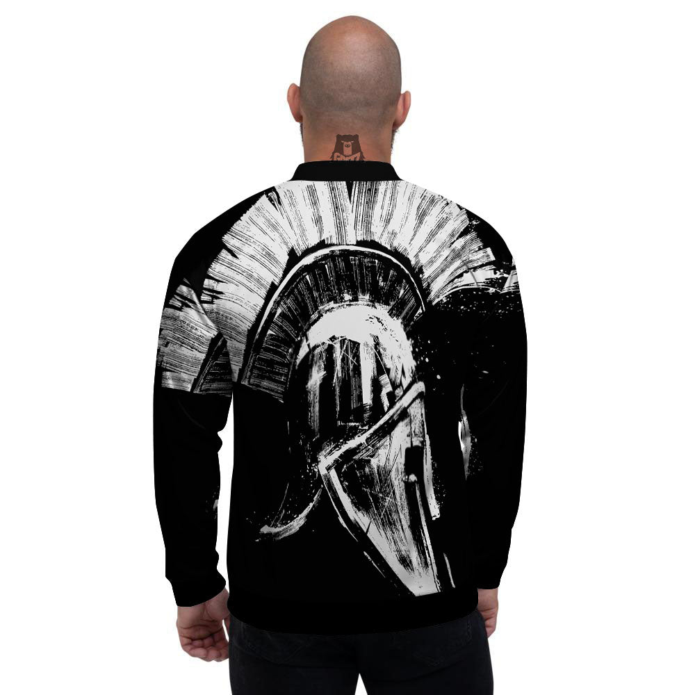 Helmet Ancient Spartan Print Men's Bomber Jacket-grizzshop