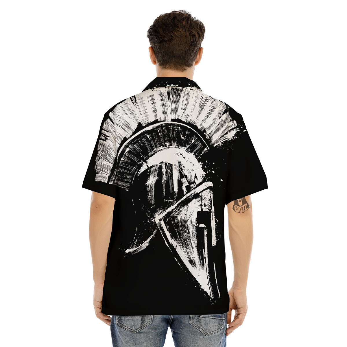 Helmet Ancient Spartan Print Men's Hawaiian Shirt-grizzshop