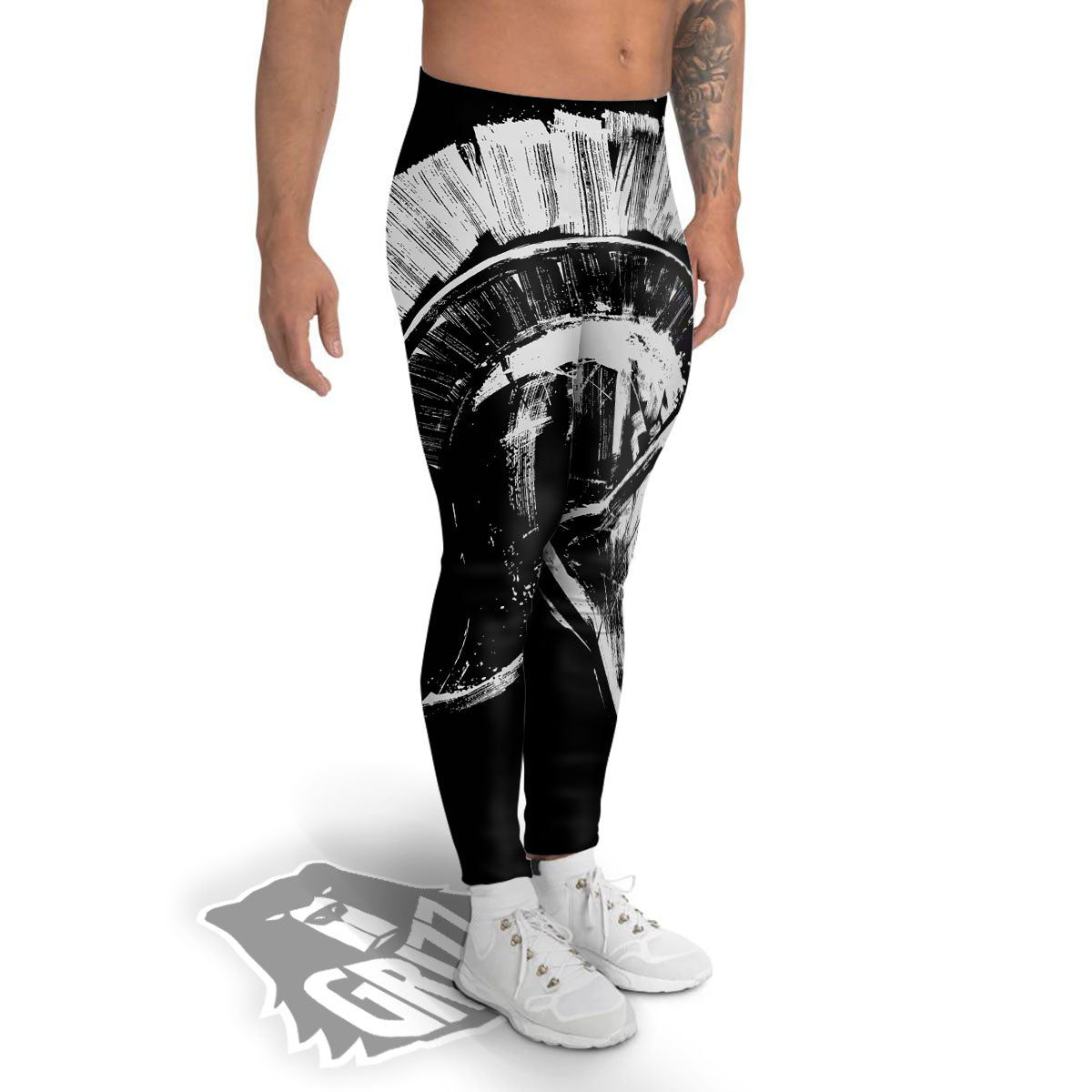 Helmet Ancient Spartan Print Men's Leggings-grizzshop