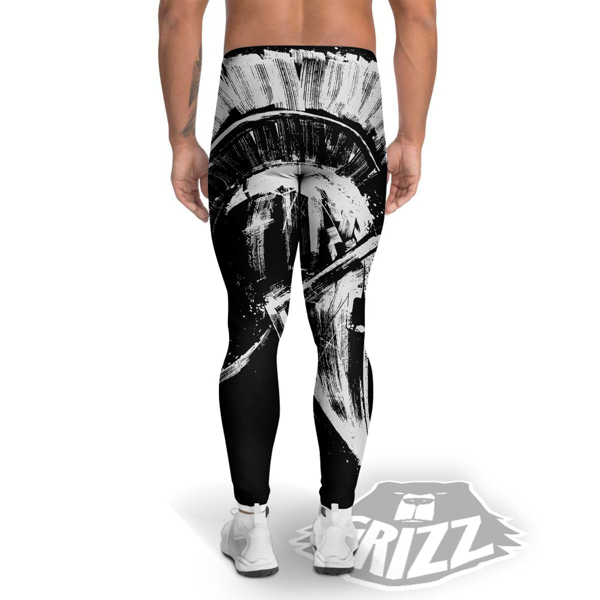 Helmet Ancient Spartan Print Men's Leggings-grizzshop