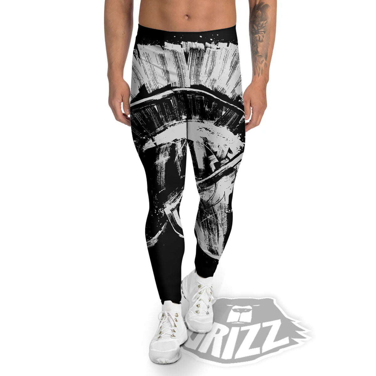 Helmet Ancient Spartan Print Men's Leggings-grizzshop