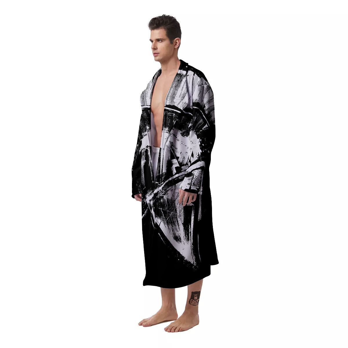 Helmet Ancient Spartan Print Men's Robe-grizzshop