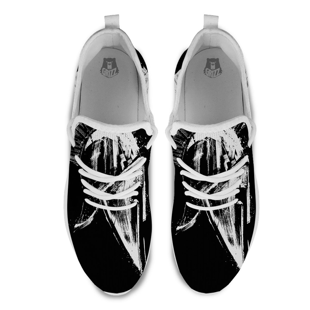Helmet Ancient Spartan Print White Athletic Shoes-grizzshop