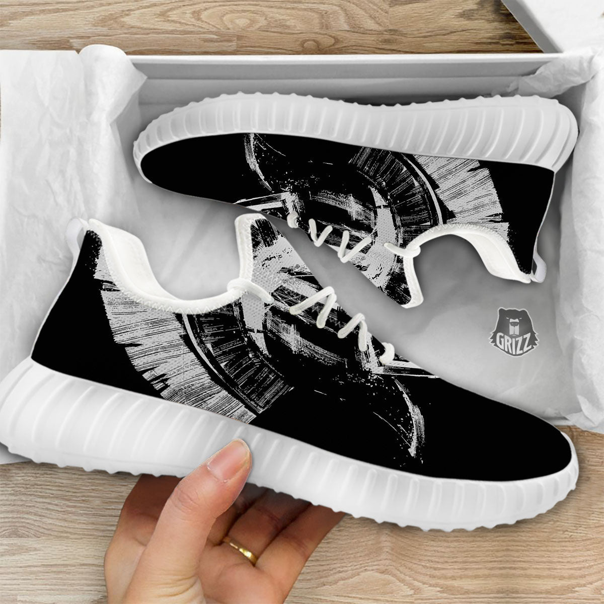 Helmet Ancient Spartan Print White Walking Shoes-grizzshop