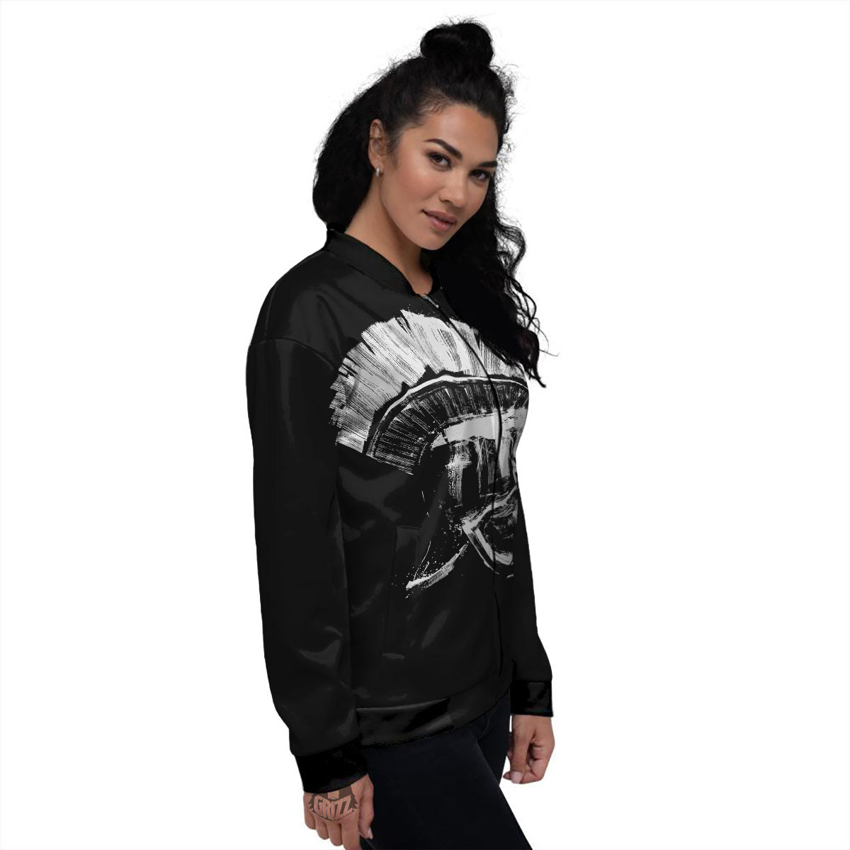 Helmet Ancient Spartan Print Women's Bomber Jacket-grizzshop