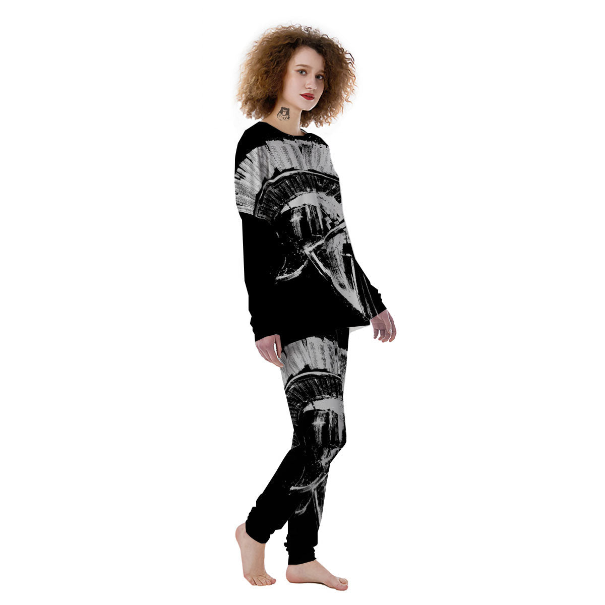 Helmet Ancient Spartan Print Women's Pajamas-grizzshop