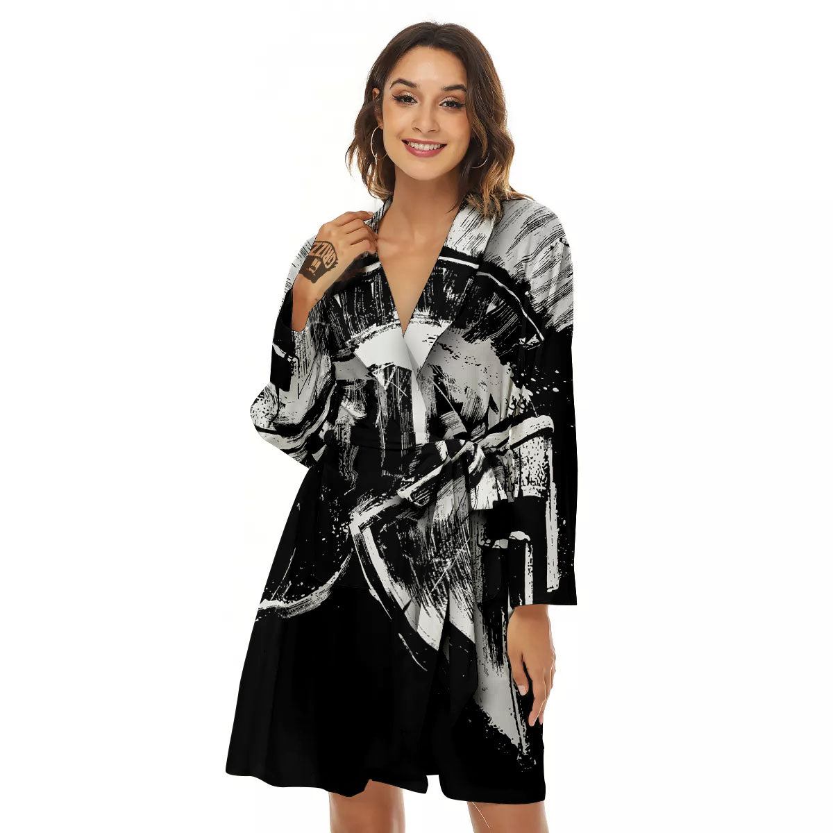 Helmet Ancient Spartan Print Women's Robe-grizzshop