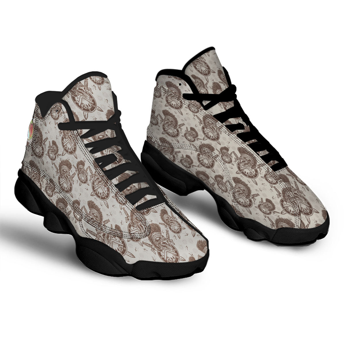 Helmet Spartan Warrior Print Pattern Black Basketball Shoes-grizzshop