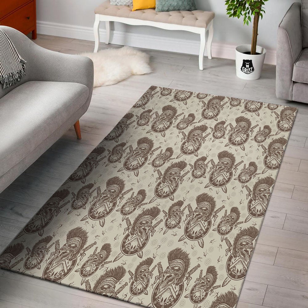 Helmet Spartan Warrior Print Pattern Floor Mat-grizzshop