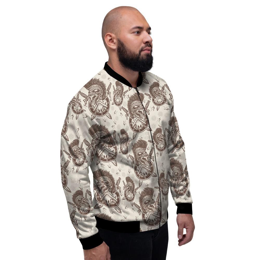 Helmet Spartan Warrior Print Pattern Men's Bomber Jacket-grizzshop