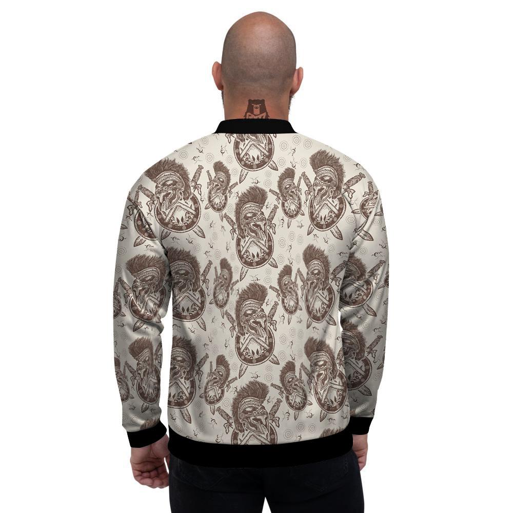 Helmet Spartan Warrior Print Pattern Men's Bomber Jacket-grizzshop