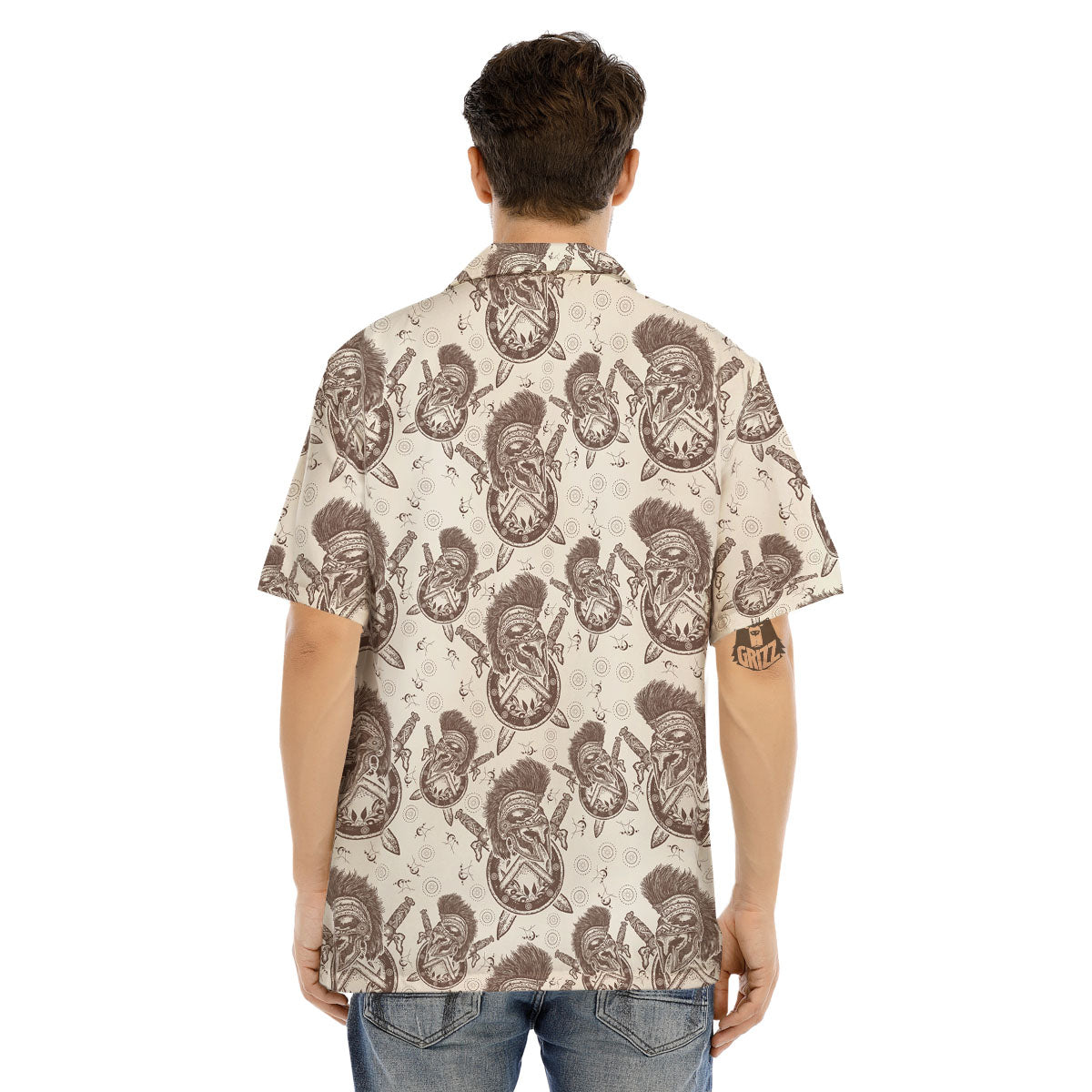 Helmet Spartan Warrior Print Pattern Men's Hawaiian Shirt-grizzshop