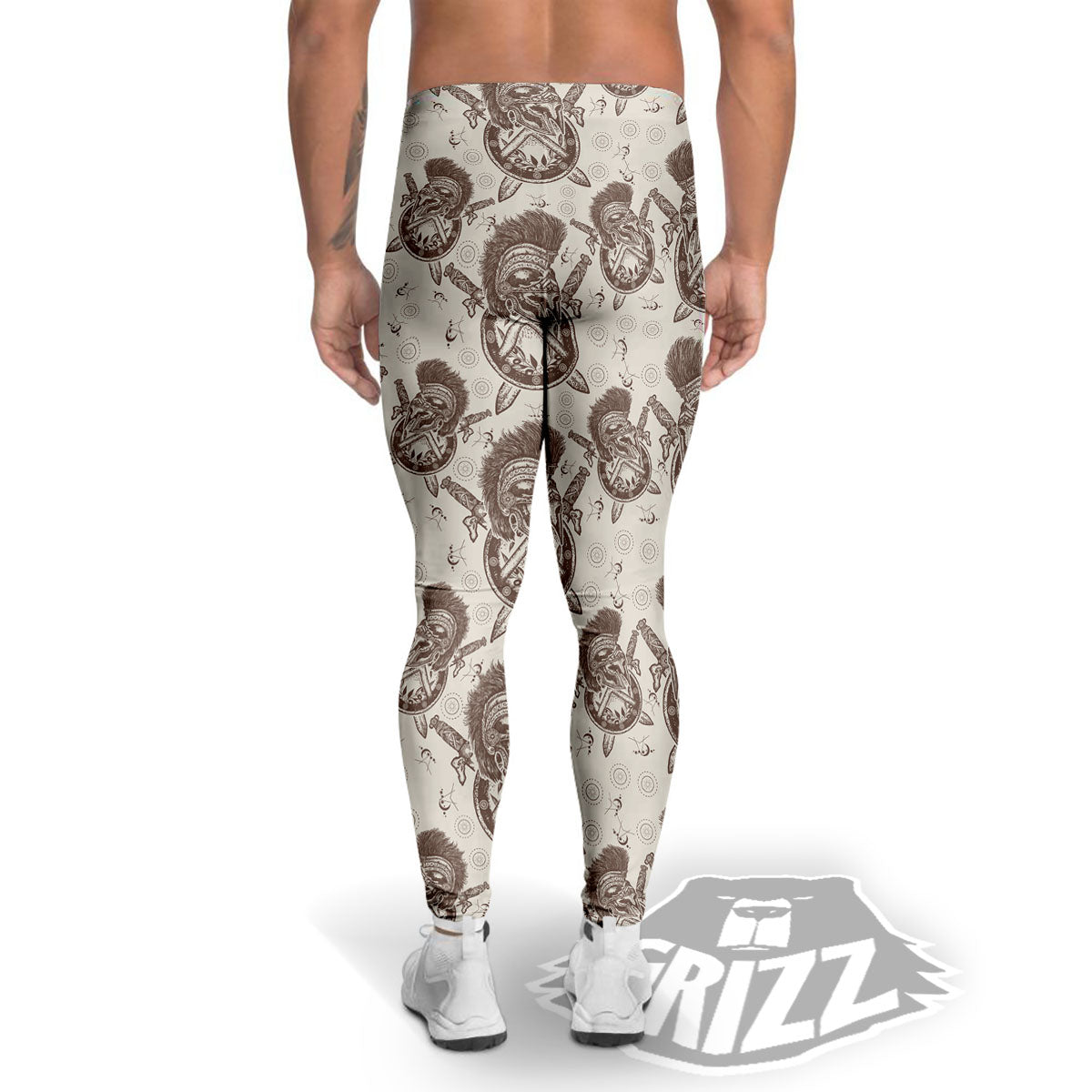 Helmet Spartan Warrior Print Pattern Men's Leggings-grizzshop