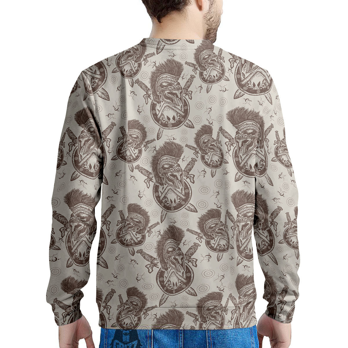 Helmet Spartan Warrior Print Pattern Men's Sweatshirt-grizzshop