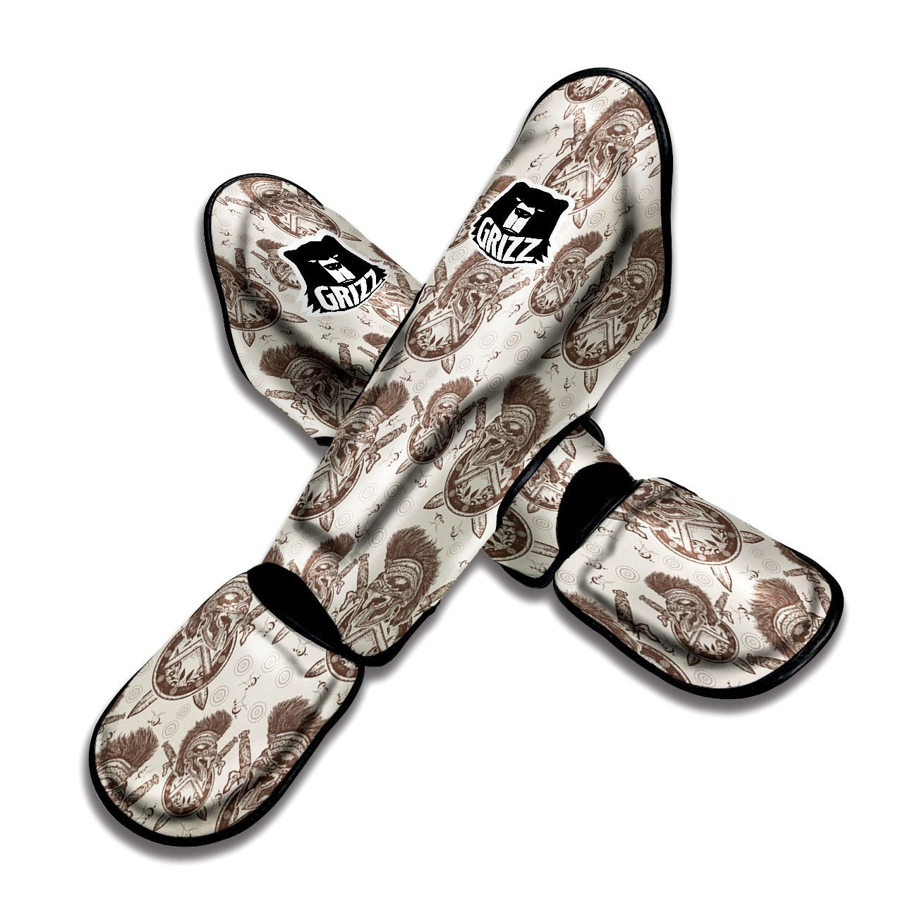 Helmet Spartan Warrior Print Pattern Muay Thai Shin Guards-grizzshop