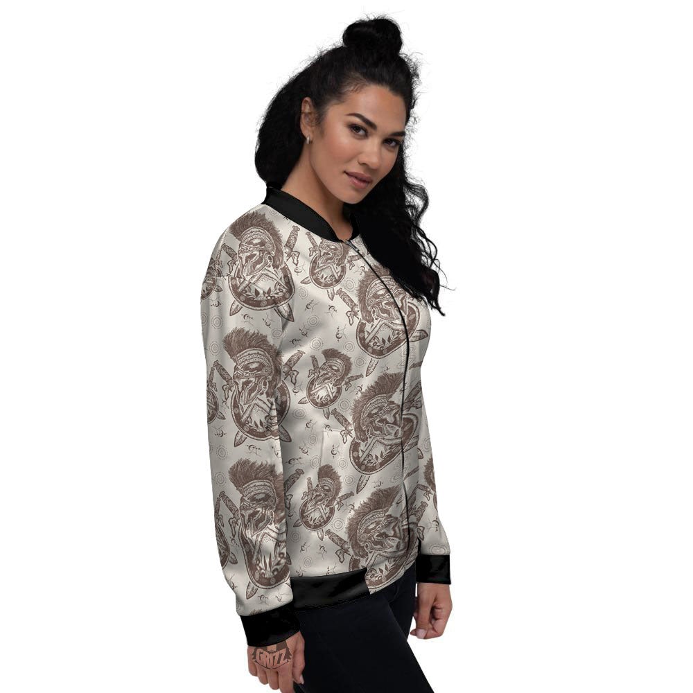 Helmet Spartan Warrior Print Pattern Women's Bomber Jacket-grizzshop