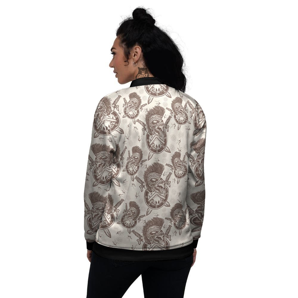 Helmet Spartan Warrior Print Pattern Women's Bomber Jacket-grizzshop