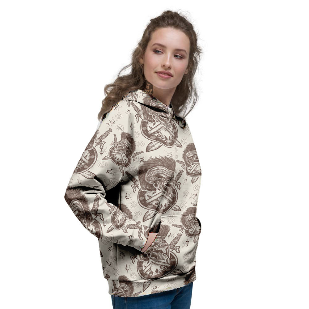 Helmet Spartan Warrior Print Pattern Women's Hoodie-grizzshop
