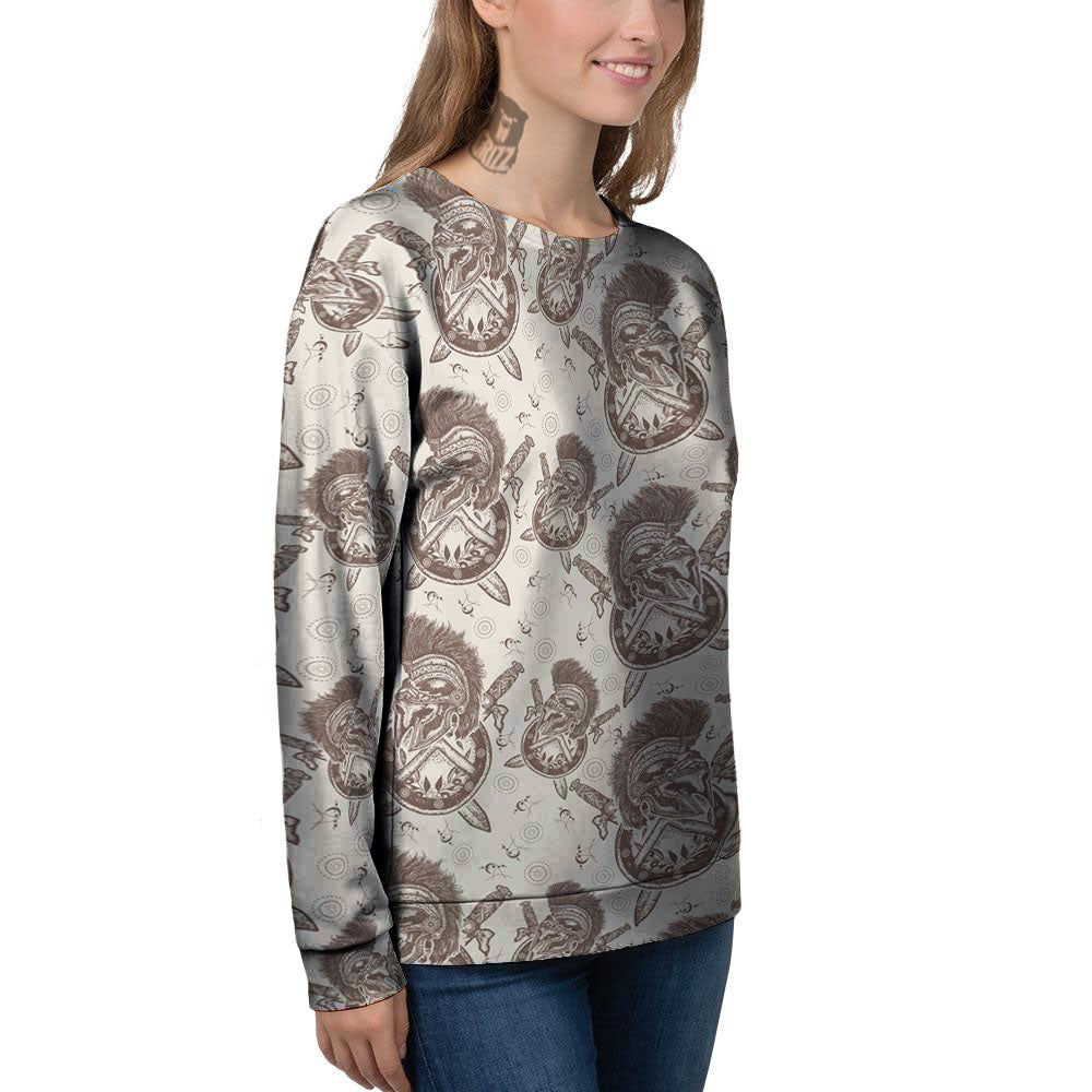 Helmet Spartan Warrior Print Pattern Women's Sweatshirt-grizzshop