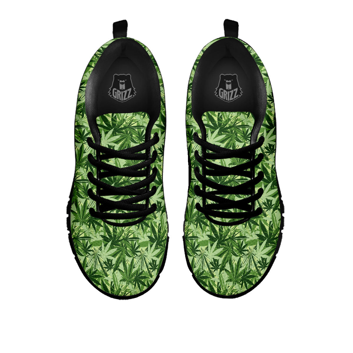 Hemp Leaf Print Pattern Black Sneaker-grizzshop