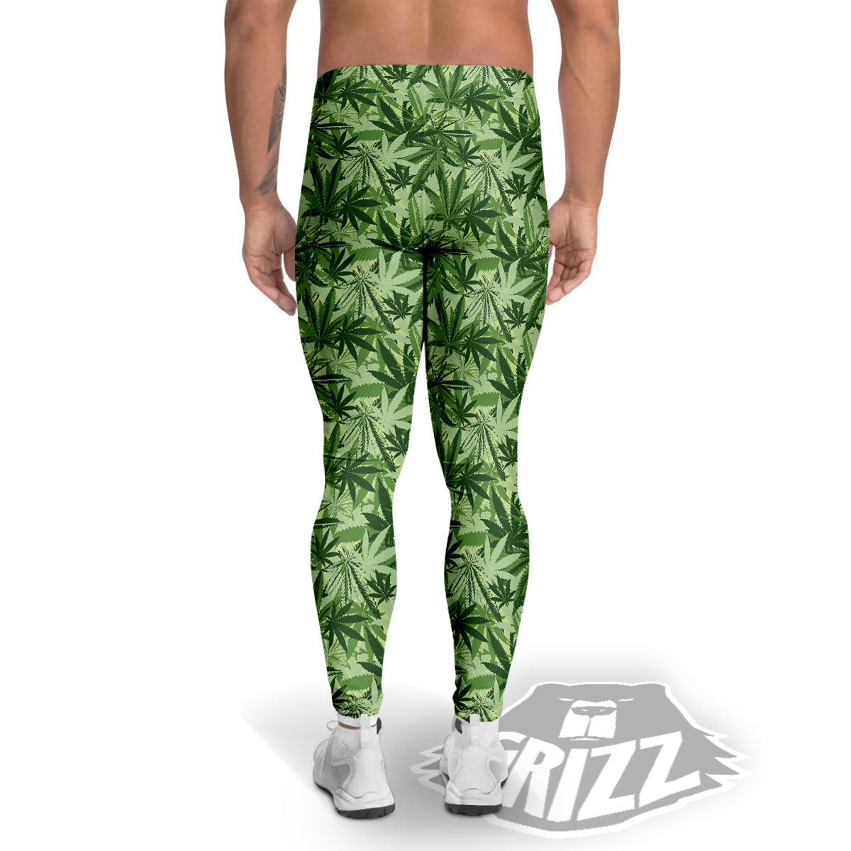 Hemp Leaf Print Pattern Men's Leggings-grizzshop