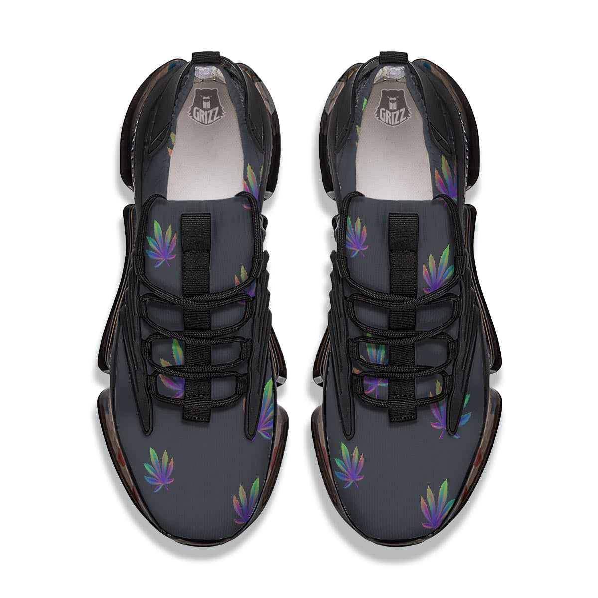 Hemp Leaves Reggae Trippy Print Pattern Black Gym Shoes-grizzshop