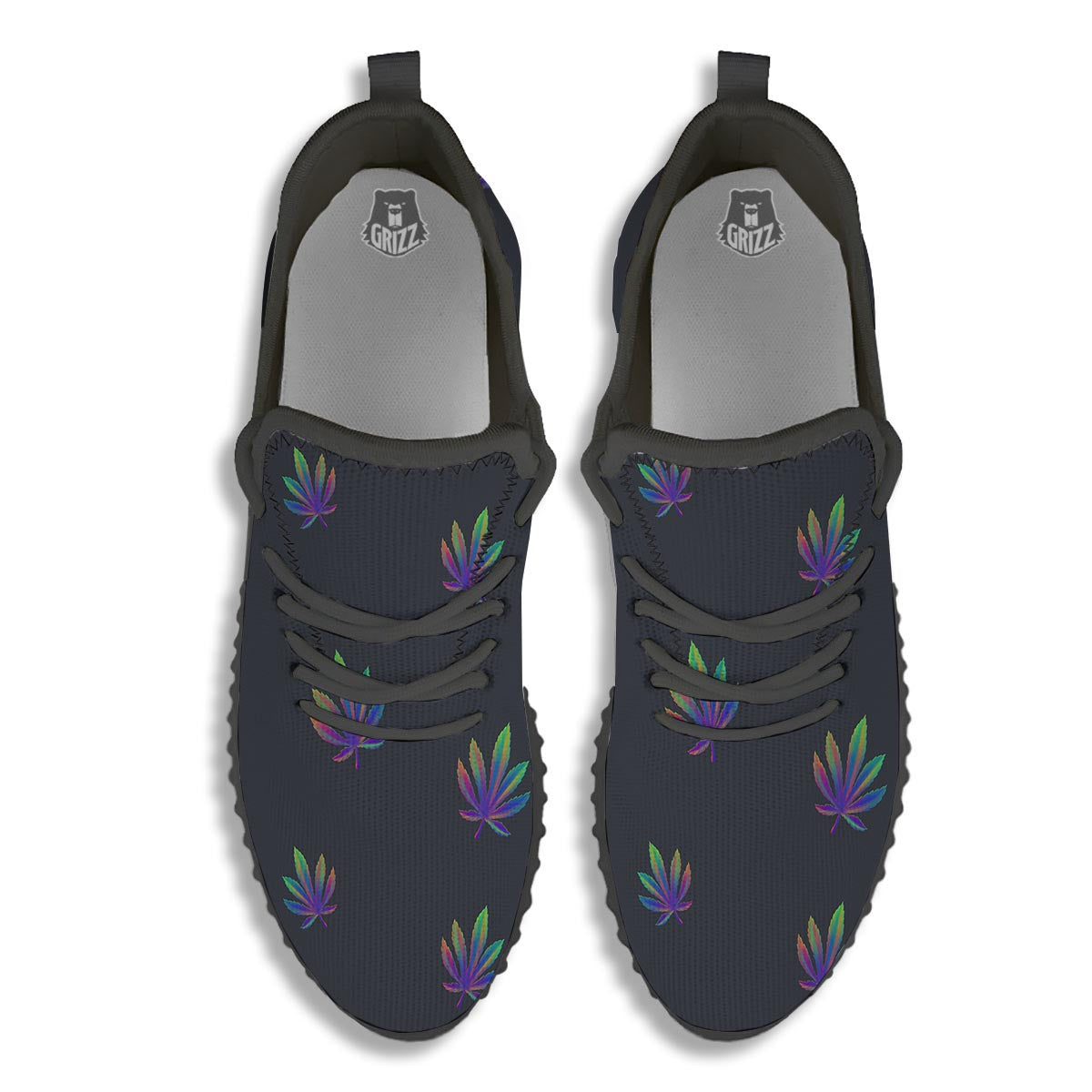 Hemp Leaves Reggae Trippy Print Pattern Black Walking Shoes-grizzshop