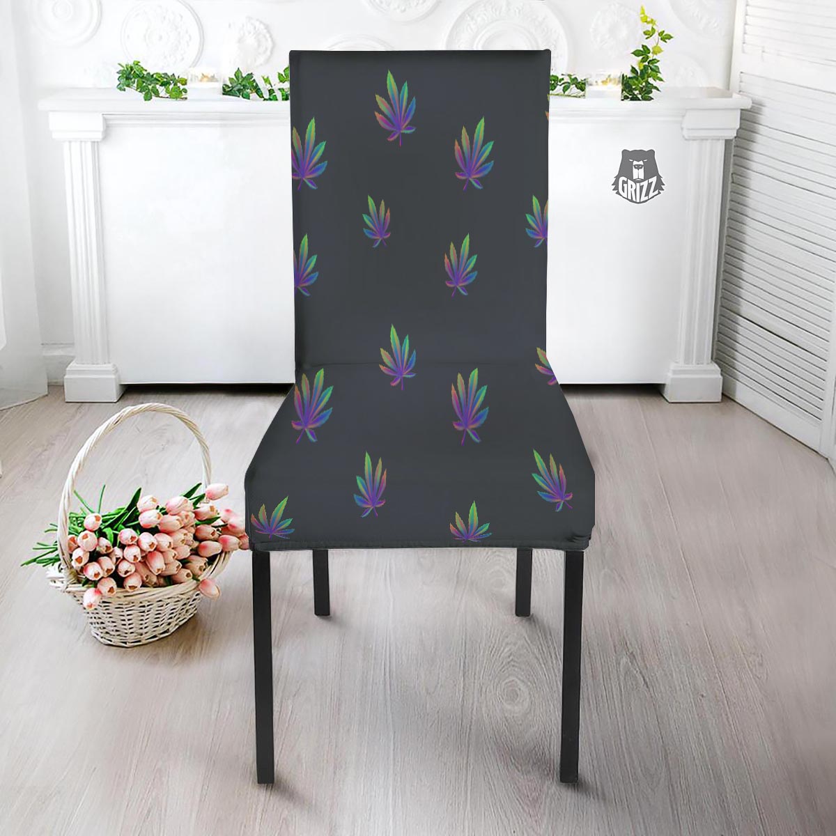 Hemp Leaves Reggae Trippy Print Pattern Dining Chair Slipcover-grizzshop