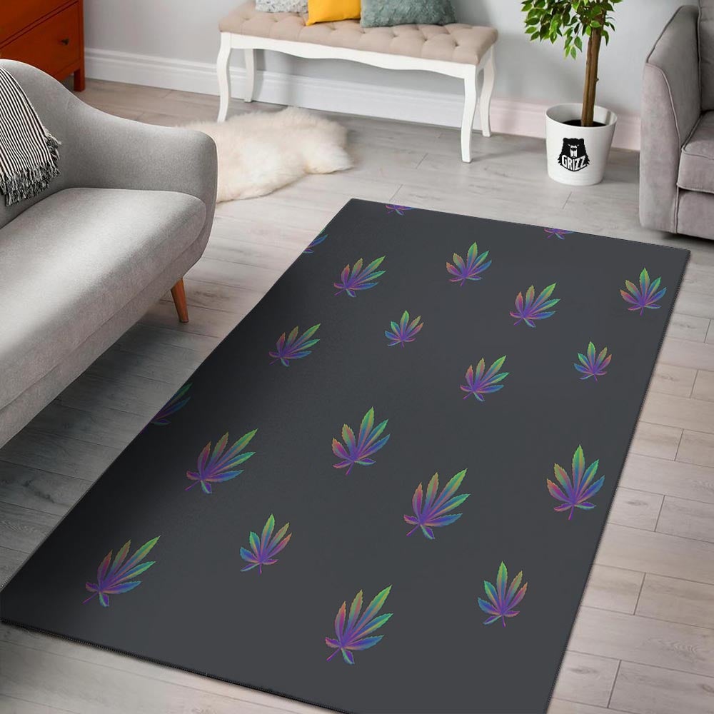 Hemp Leaves Reggae Trippy Print Pattern Floor Mat-grizzshop