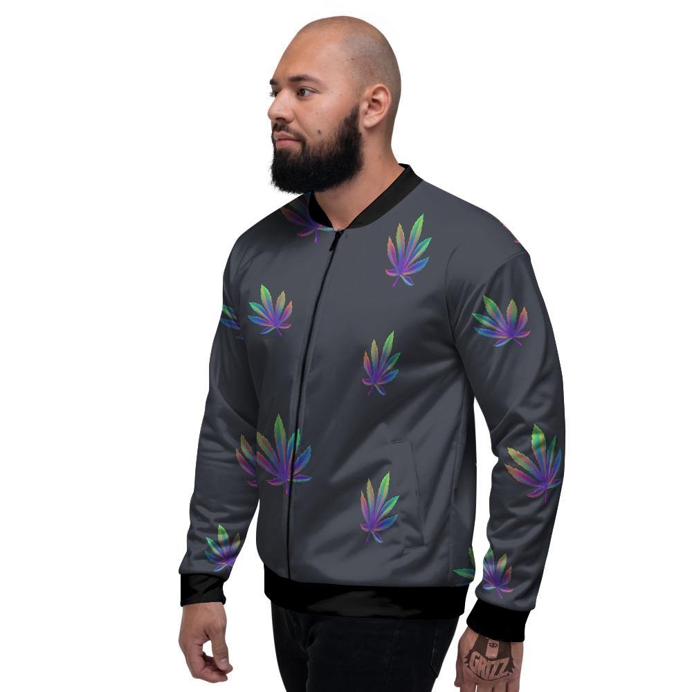 Hemp Leaves Reggae Trippy Print Pattern Men's Bomber Jacket-grizzshop