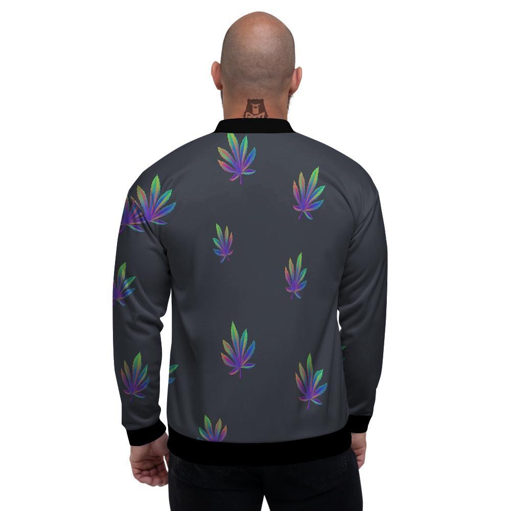 Hemp Leaves Reggae Trippy Print Pattern Men's Bomber Jacket-grizzshop