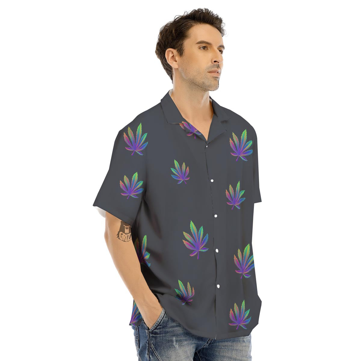 Hemp Leaves Reggae Trippy Print Pattern Men's Hawaiian Shirt-grizzshop
