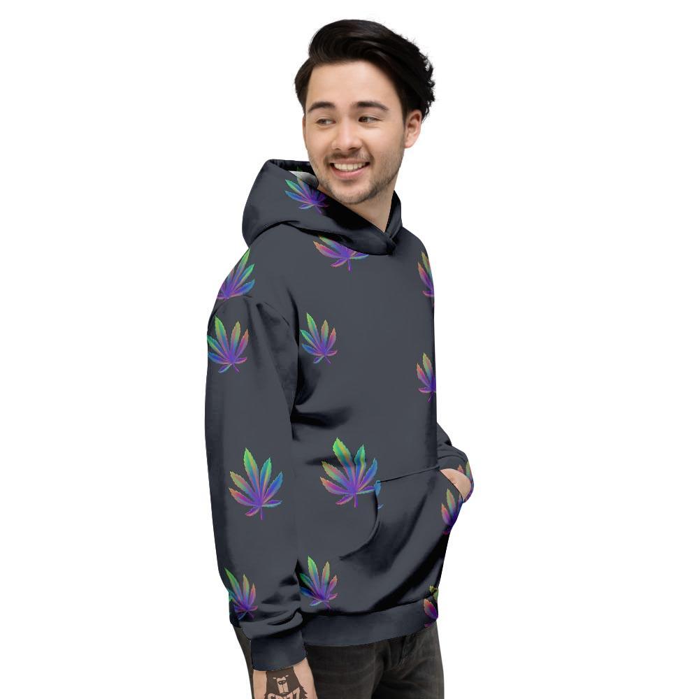 Hemp Leaves Reggae Trippy Print Pattern Men's Hoodie-grizzshop